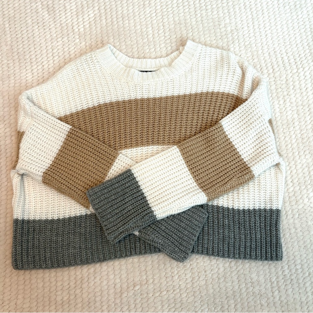 moon & madison Colorblock Sweater in Cream, Tan, and Gray